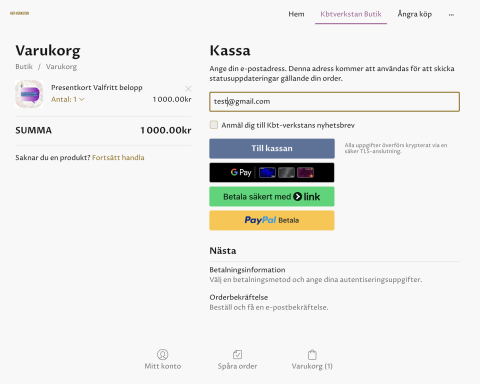 3. Välj betalmetod eller gå vidare till kassan